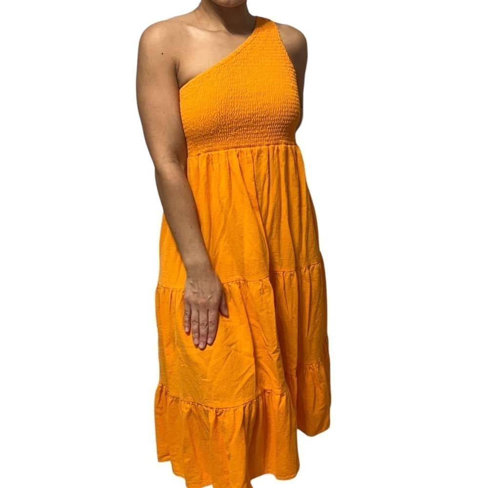 Orange One shoulder Dress Size L ( Runs Small) Fits S/M